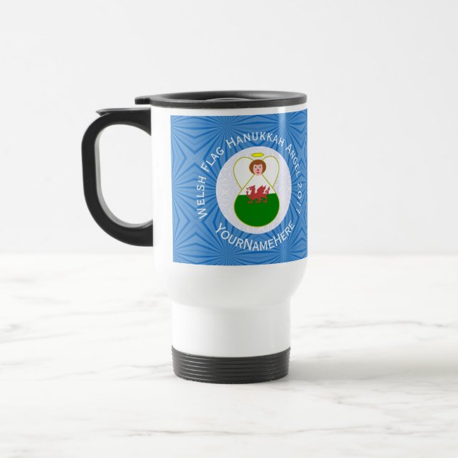 Welsh Angel Hanukkah Flag  Travel Mug (Left)