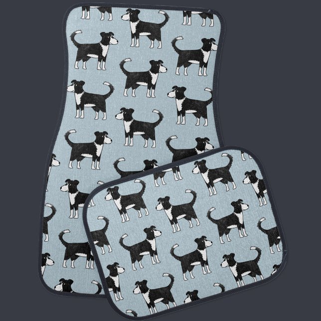 Welsh Border Collie Dog Car Floor Mat (Welsh Border Collie sheep dog pattern unique art car mats)