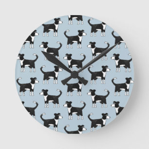 Welsh Border Collie Sheep Dog Pattern Round Clock