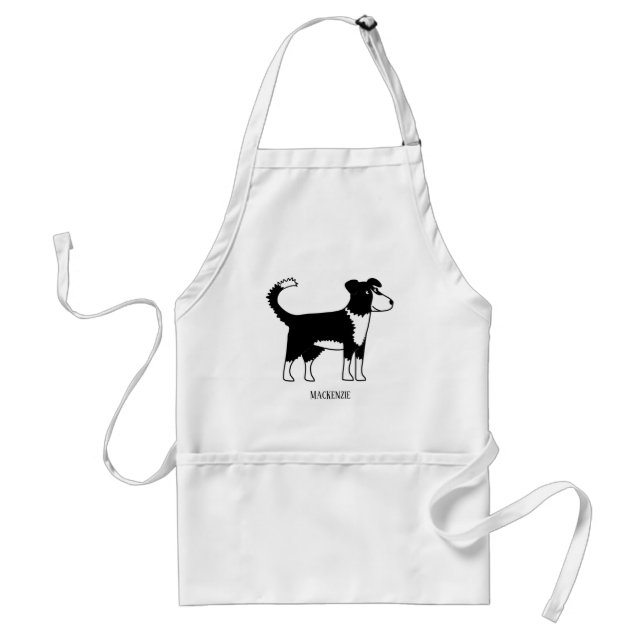Welsh Border Collie Sheepdog Custom Name Adult Apron (Front)