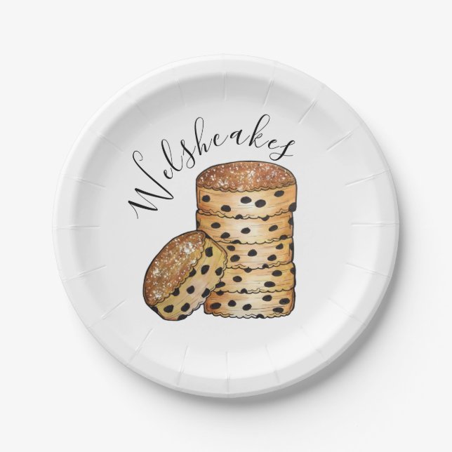 Welsh Cakes Welshcakes UK British Bakery Café Food Paper Plates (Front)