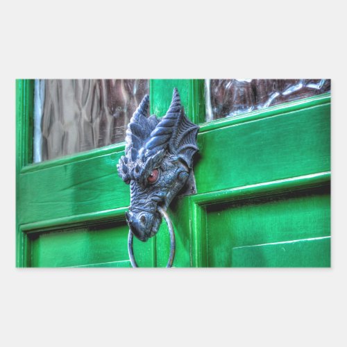 Welsh Cast Iron Dragon Head Door_knocker Rectangular Sticker