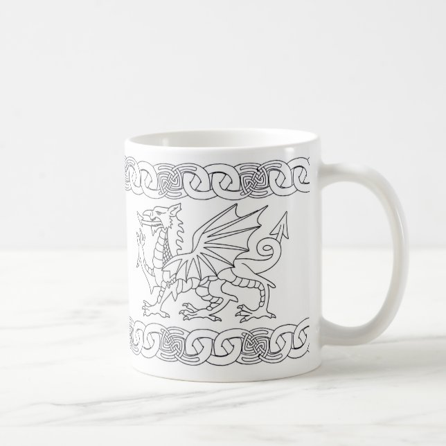 Welsh Celtic Mug With Dragon And Celtic Knots (Right)