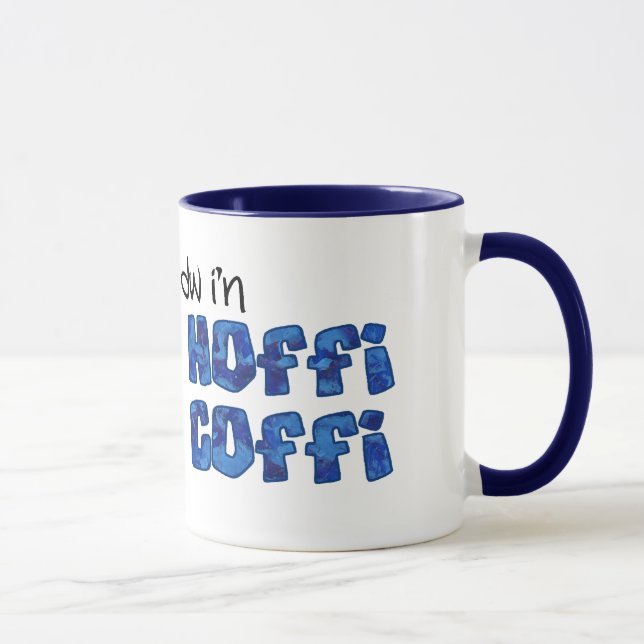 Welsh Coffee Mug: Hoffi Coffi, Blue Marbled Effect Mug (Right)