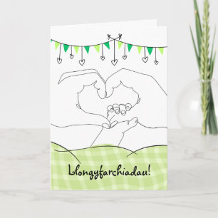 Welsh Congratulations New Baby Hand Heart Card