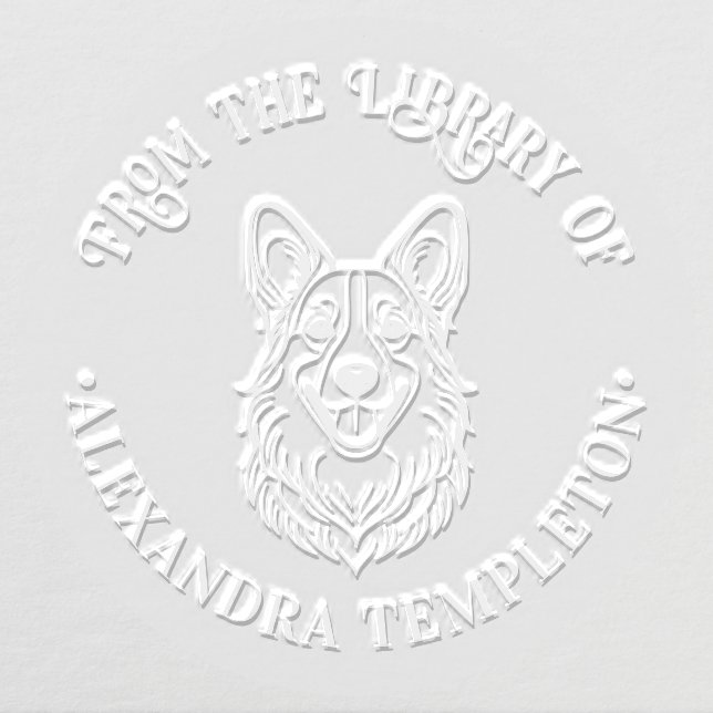 Welsh Corgi #3 Dog Line Art Library Book Name Embosser (Design)