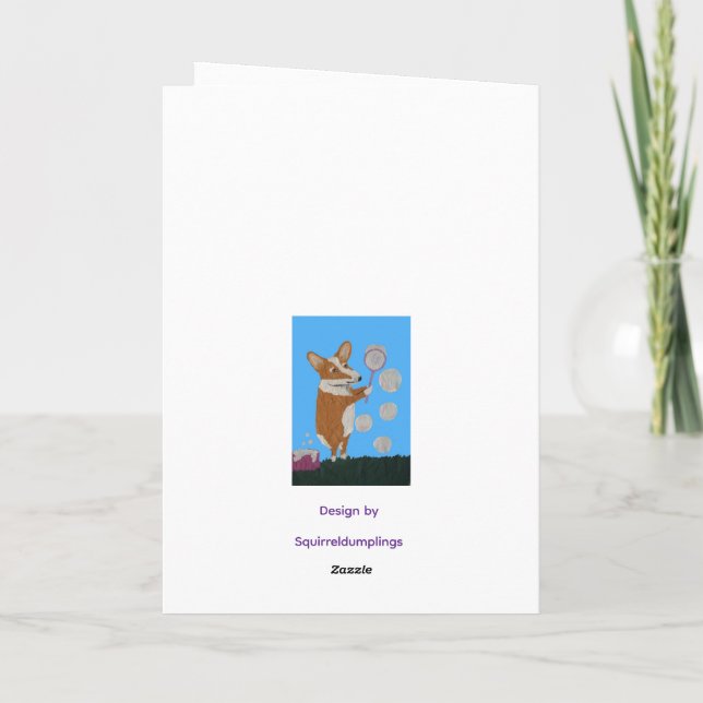  Welsh Corgi and Butterflies Happy Easter  Card (Back)