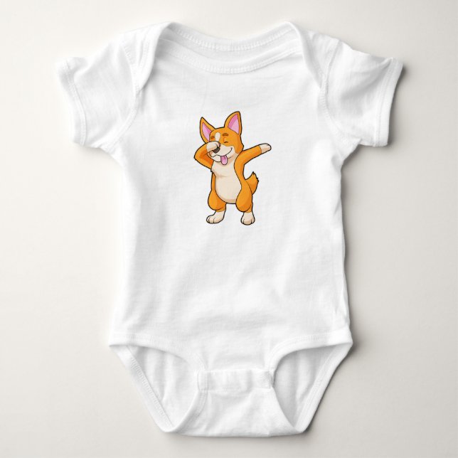 Welsh Corgi at Hip Hop Dance Dab Baby Bodysuit (Front)