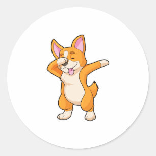 Welsh Corgi at Hip Hop Dance Dab Classic Round Sticker