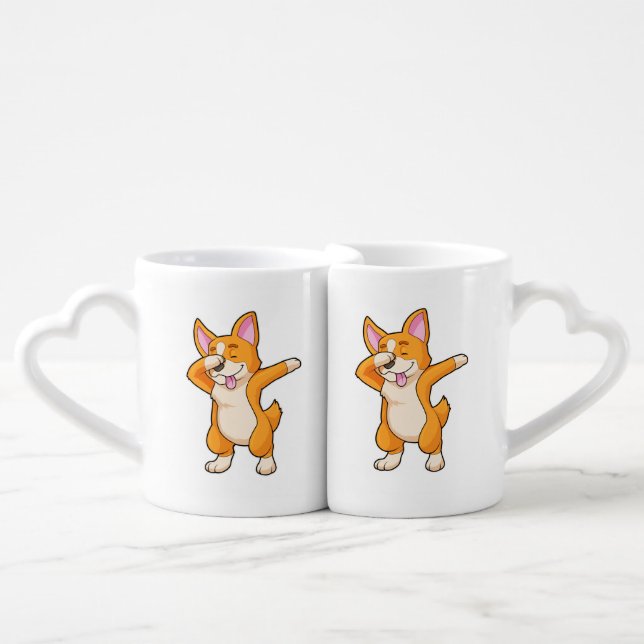 Welsh Corgi at Hip Hop Dance Dab Coffee Mug Set (Front Nesting)