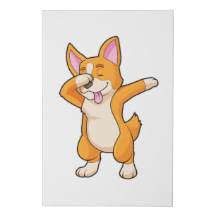 Welsh Corgi at Hip Hop Dance Dab Faux Canvas Print