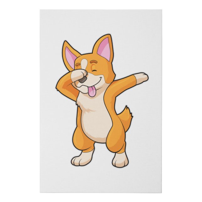 Welsh Corgi at Hip Hop Dance Dab Faux Canvas Print (Front)