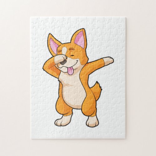 Welsh Corgi at Hip Hop Dance Dab Jigsaw Puzzle