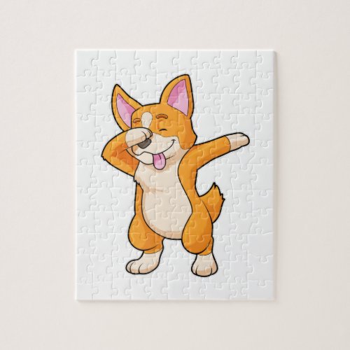 Welsh Corgi at Hip Hop Dance Dab Jigsaw Puzzle