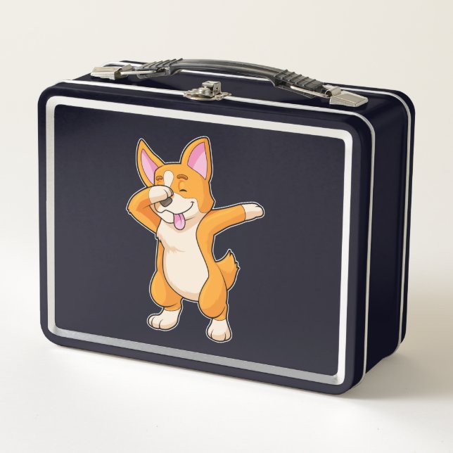 Welsh Corgi at Hip Hop Dance Dab Metal Lunch Box (Front)