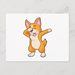 Welsh Corgi at Hip Hop Dance Dab Postcard