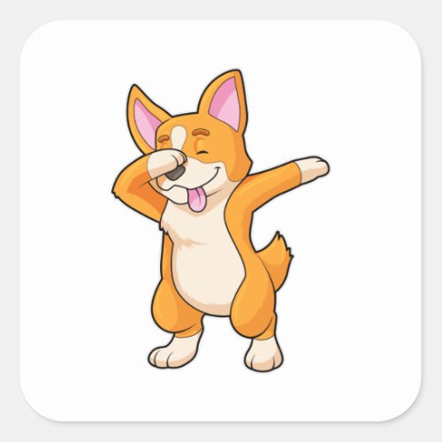 Welsh Corgi at Hip Hop Dance Dab Square Sticker