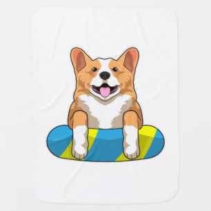 Welsh Corgi at Swimming with Swimming board Baby Blanket