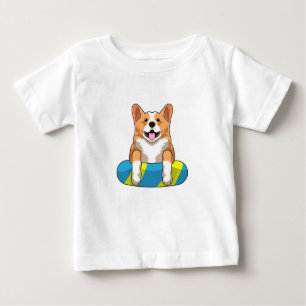Welsh Corgi at Swimming with Swimming board Baby T-Shirt