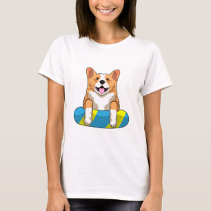 Welsh Corgi at Swimming with Swimming board T-Shirt