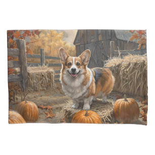 Welsh Corgi Autumn Pumpkin Farm Pillow Case