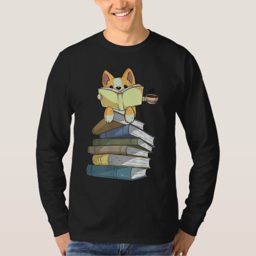 Welsh Corgi Books Coffee Coffee Dog  Reading Love T_Shirt
