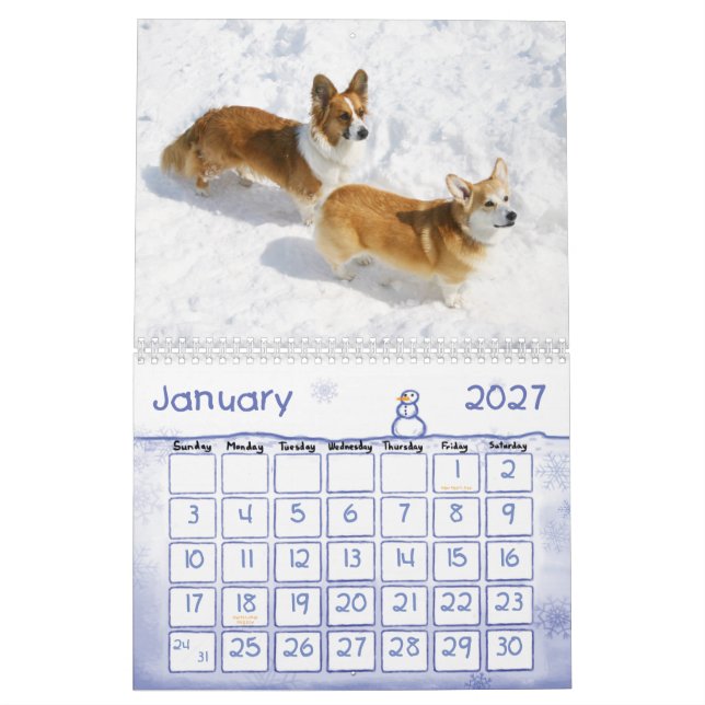 Welsh Corgi Calendar (Jan 2027)