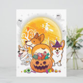 Welsh Corgi Cardigan Dog Mummy Witch Moon Ghosts (Standing Front)