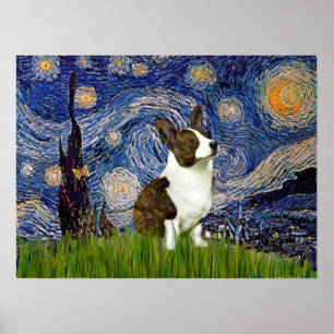 Welsh Corgi Cardigan - Starry Night Poster