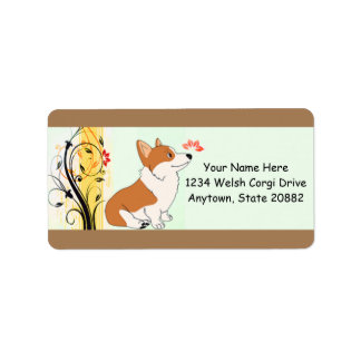 Welsh Corgi Cartoon Label