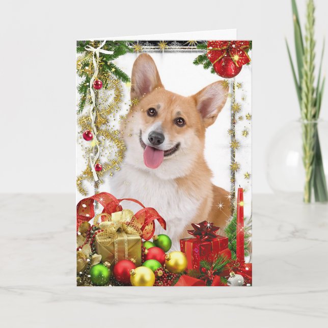 Welsh Corgi Christmas Holiday Card (Front)
