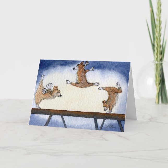 Welsh Corgi dog artistic gymnastics Card (Front)