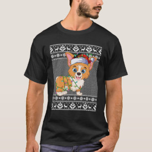 Welsh Corgi Dog Christmas Lights Matching Ugly Swe T-Shirt