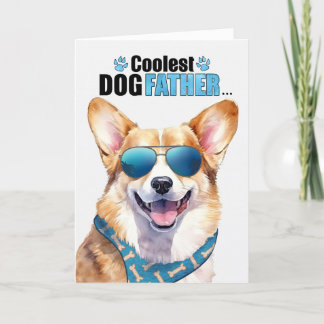 Welsh Corgi Dog Coolest Dad Father's Day Holiday Card