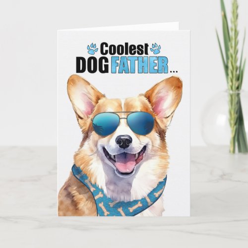 Welsh Corgi Dog Coolest Dad Fathers Day Holiday Card