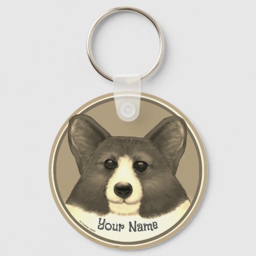 Welsh Corgi dog custom name Keychain