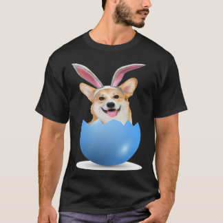 Welsh Corgi Dog Easter Bunny Colored Egg Hunting S T-Shirt