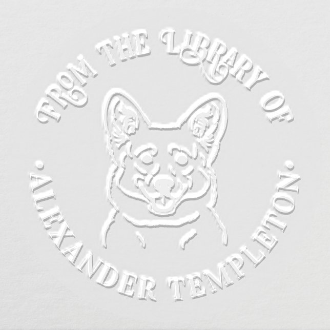 Welsh Corgi Dog Face “From the Library of” Book Embosser (Design)