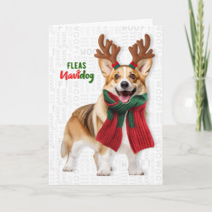 Welsh Corgi Dog Funny Fleas Navidog Christmas Holiday Card