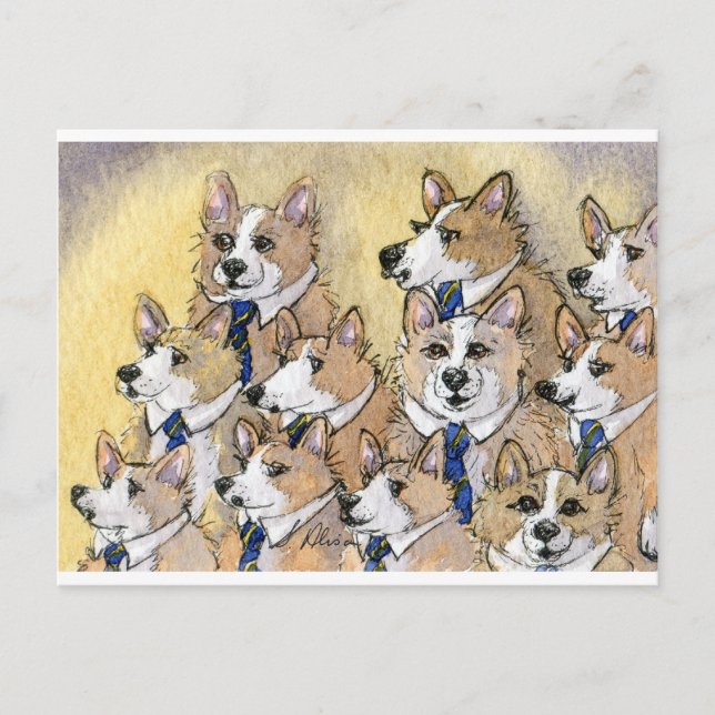 Welsh Corgi dog howl choir Postcard (Front)