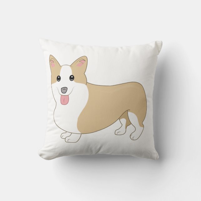 Welsh Corgi Dog Illustration Throw Pillow (Front)