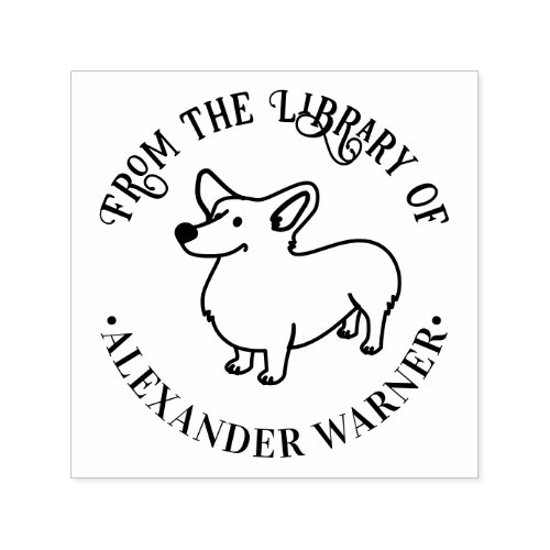 Welsh Corgi Dog Line Art From the Library of Book Self_inking Stamp
