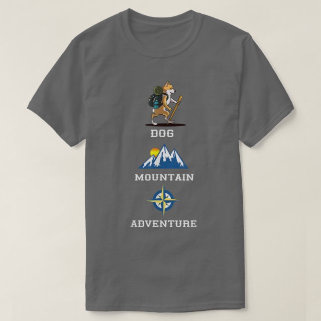 Welsh Corgi Dog Mountain Adventure Hiking  T-Shirt (Design Front)