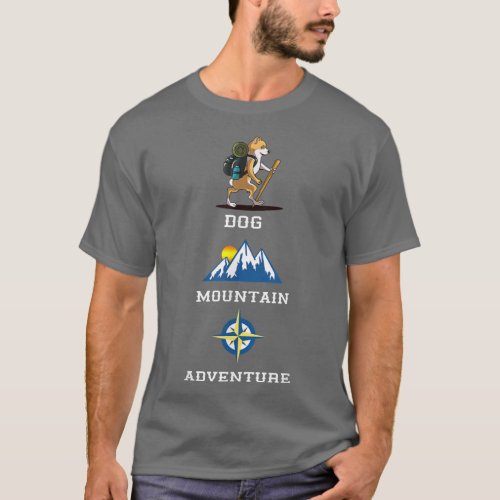 Welsh Corgi Dog Mountain Adventure Hiking  T_Shirt