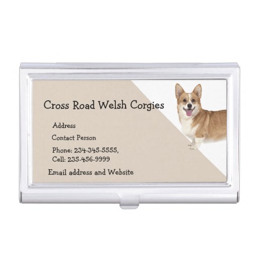 Welsh Corgi Dog Pet Animal Logo   Business Card Business Card Case