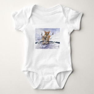 Welsh Corgi dog rowing Baby Bodysuit