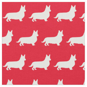 Welsh Corgi Dog Silhouette Pet Pembroke Red Fabric