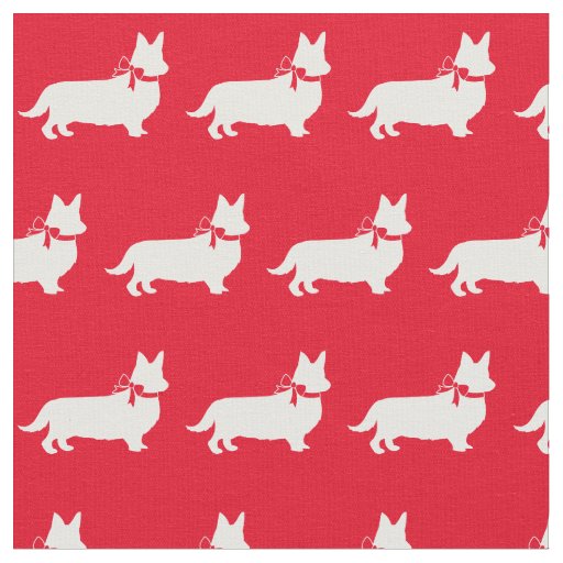 Welsh Corgi Dog Silhouette Pet Pembroke Red Fabric