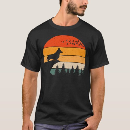 Welsh Corgi Dog Sunset Retro Style For Men Women16 T_Shirt