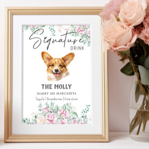 Welsh Corgi Dog Wedding Signature Drink Sign